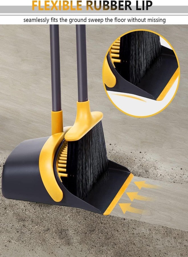 YANXUS Broom And Dustpan Set Dustpan And Broom With Long Handle Upright Stand Up Dustpan Broom Combo For Lobby Office Home Room Kitchen Floor Use Pack Of 1 (stainless_steel rubber, hard_floor) - Image 5